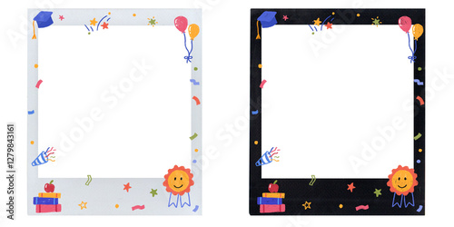 square frames with colorful graduation doodle