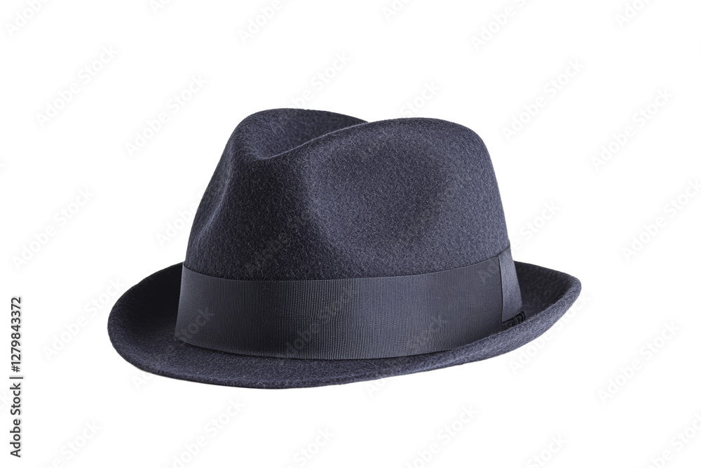 Black hat with a black ribbon around it, isolated Black hat with a black ribbon around it, isolated