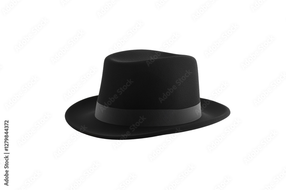 Black hat with a black band sits on a white background, isolated Black hat with a black band sits on a white background, isolated