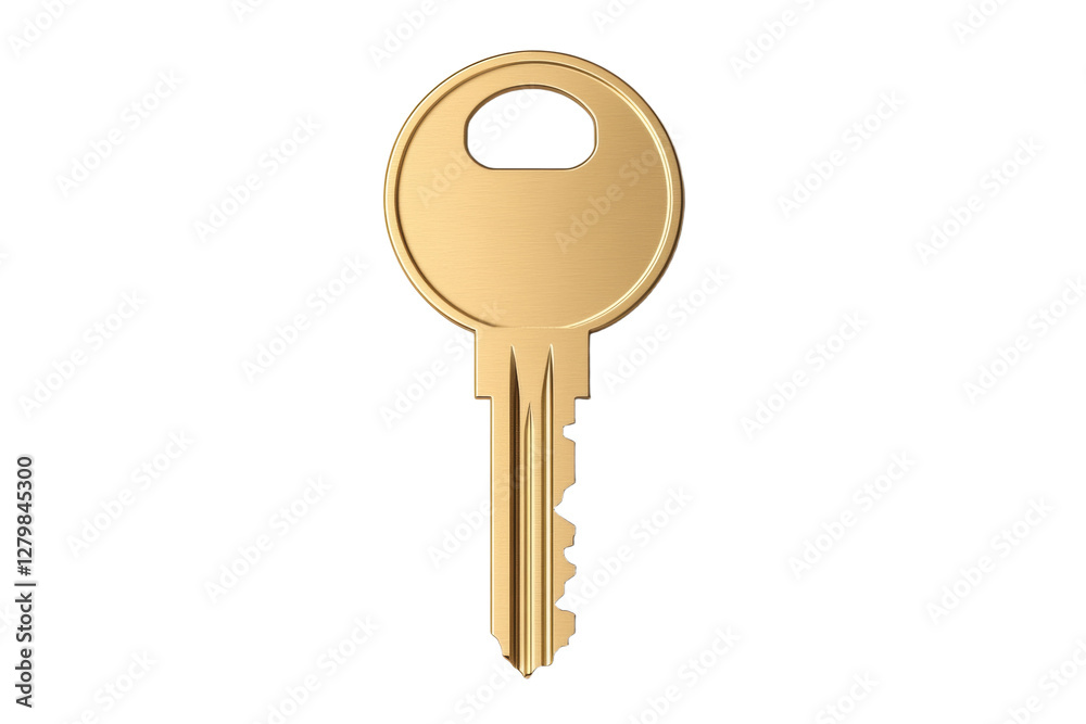Gold key with a hole in the middle, isolated Gold key with a hole in the middle, isolated