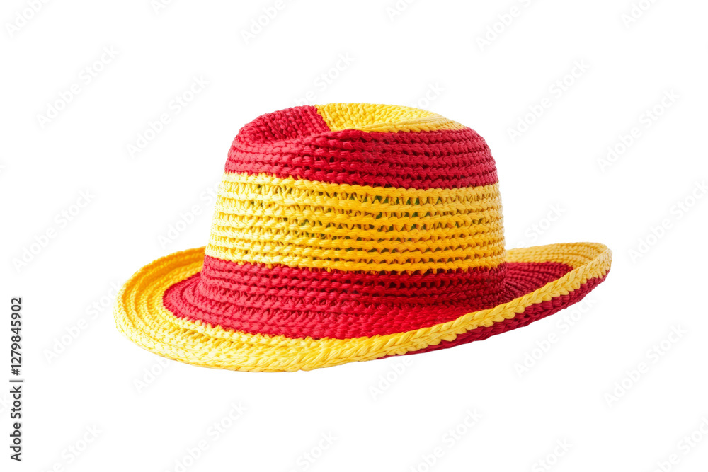 Red and yellow hat with a yellow stripe, isolated Red and yellow hat with a yellow stripe, isolated