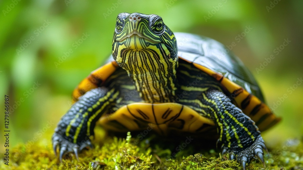 Obraz premium Closeup of a Turtle on Mossy Ground