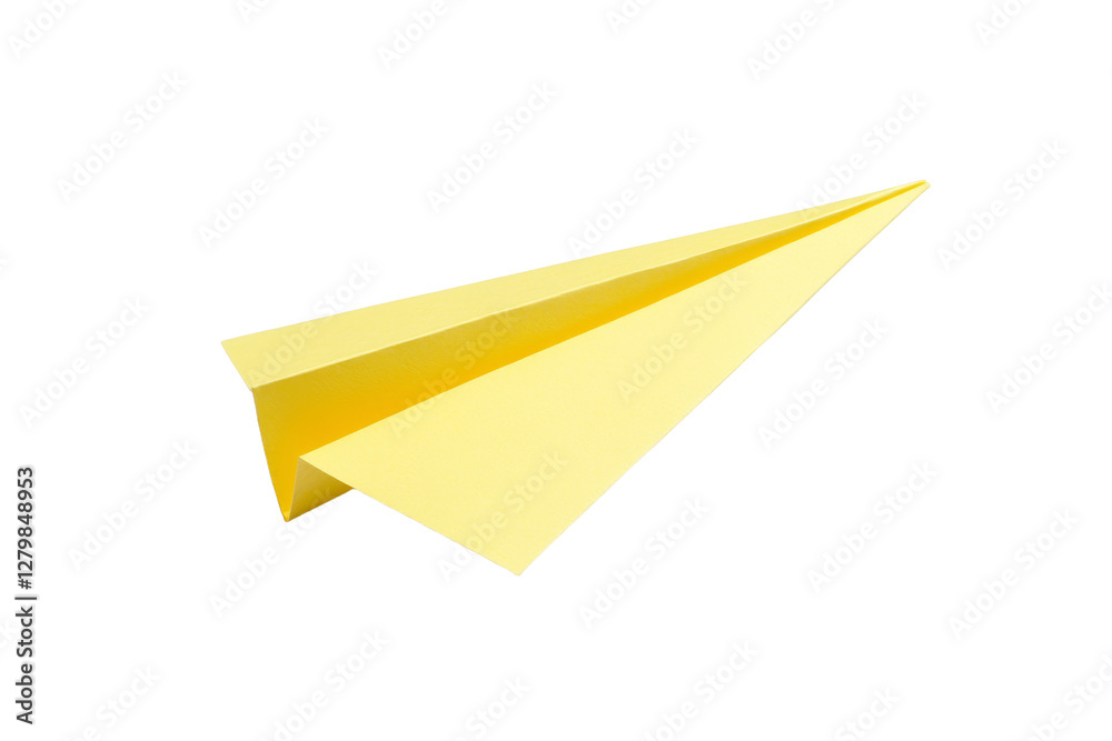 Yellow paper airplane is on a white background, isolated Yellow paper airplane is on a white background, isolated