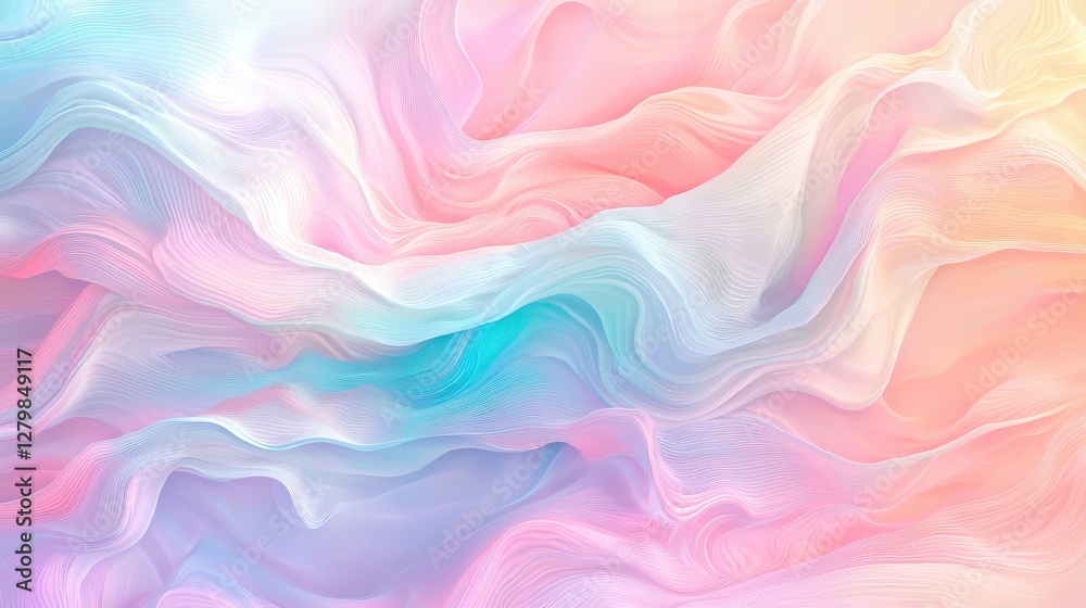 Soft Pastel Abstract Background with Flowing Waves and Textures