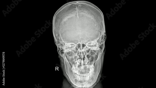 Skull PA Radiograph Demonstrating Cranial Structure and Symmetry
