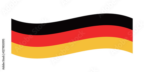 German flag, Germany wavy flag, German long strip wavy flag digital vector illustration