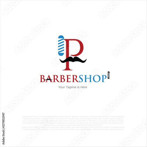 Letter p Barbershop Logo, suitable for any business related to barbershop with L initial