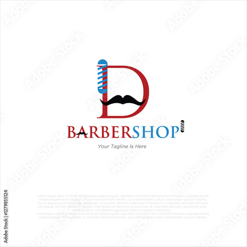 Letter d barbershop logo design vector illustration idea