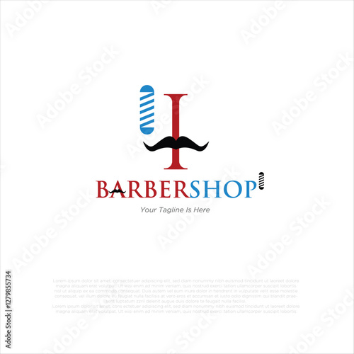 Letter i barbershop logo design vector illustration idea