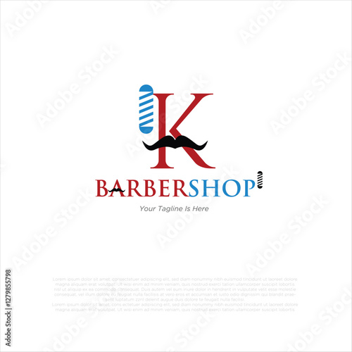 Letter K barbershop logo design vector illustration idea