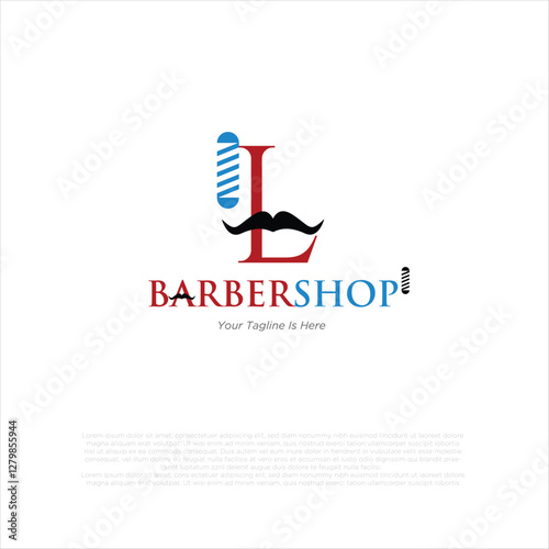 Letter l barbershop logo design vector illustration idea