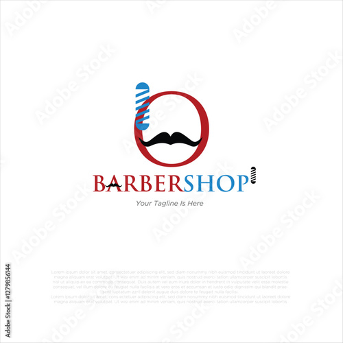 Letter o barbershop logo design vector illustration idea