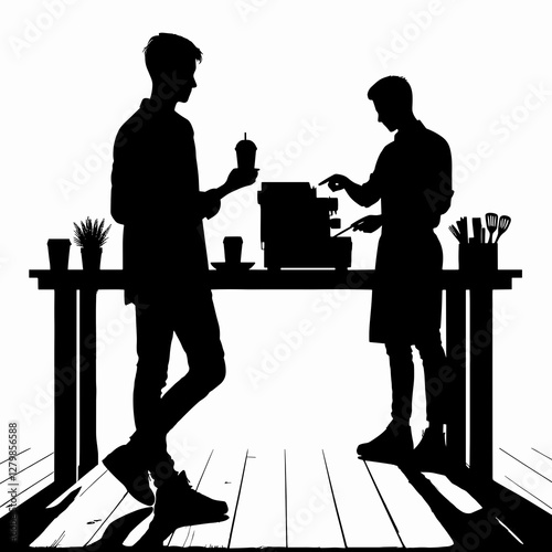 People at Counter, Ordering, Service Industry Scene