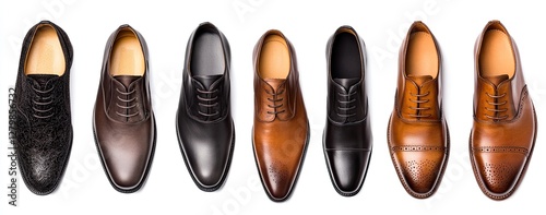 Stylish Men's Leather Dress Shoes on White Background