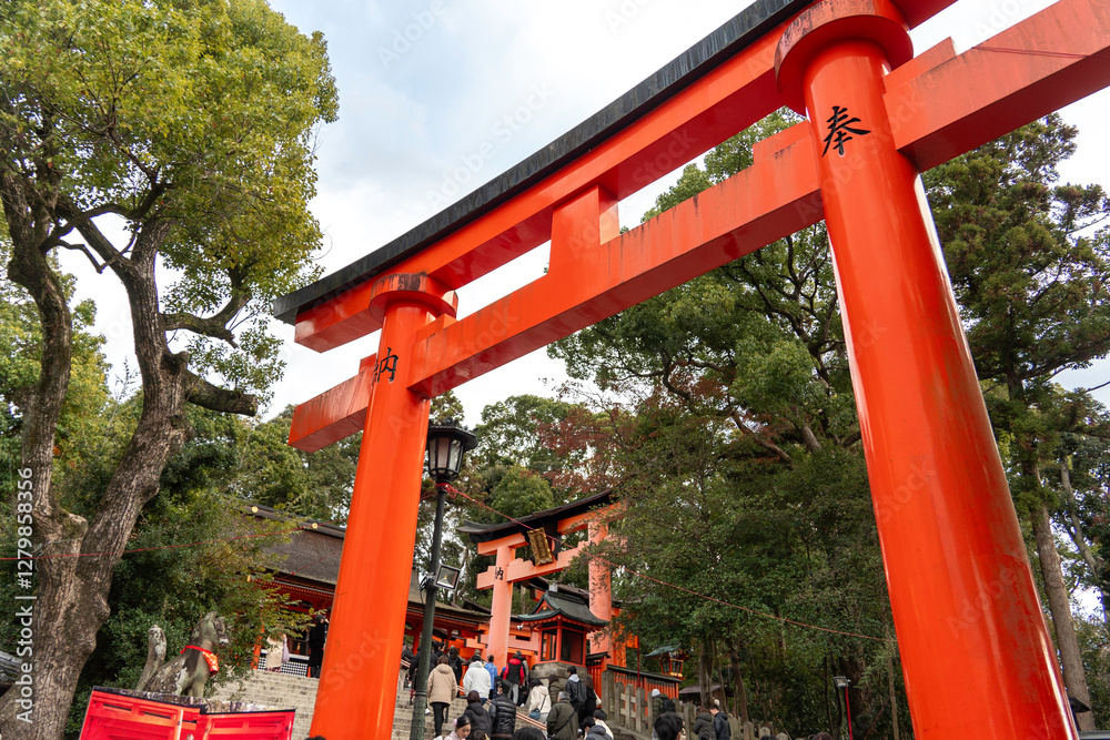 shinto shrine arches in Fushimi Inari in Japan shinto shrine arches in Fushimi Inari in Japan