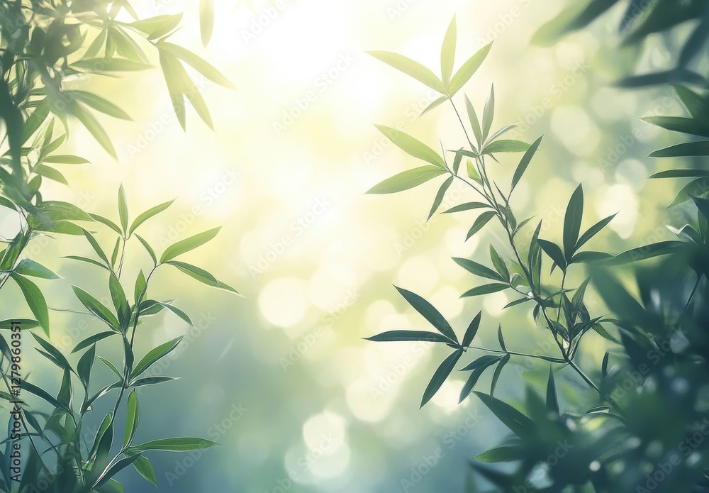 Lush Green Leaves and Soft Sunlight Creating a Serene and Tranquil Natural Background for Relaxation and Meditation Opportunities Lush Green Leaves and Soft Sunlight Creating a Serene and Tranquil Natural Background for Relaxation and Meditation Opportunities