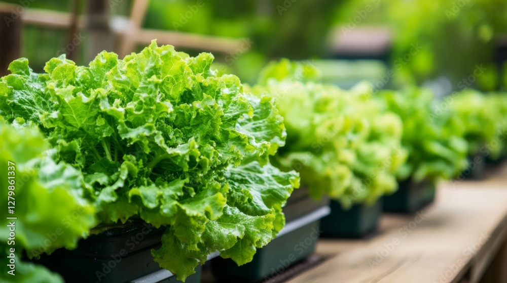 Fresh Lettuce in Planters, Garden Fresh Lettuce in Planters, Garden
