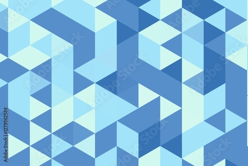 Geometric triangular abstract pattern in blue mint with seamless tessellation design. Contemporary artistic concept photo