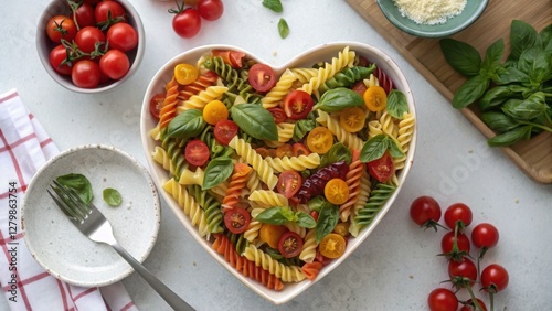 Wallpaper Mural Pasta dish with ingredients forming a heart shape Torontodigital.ca