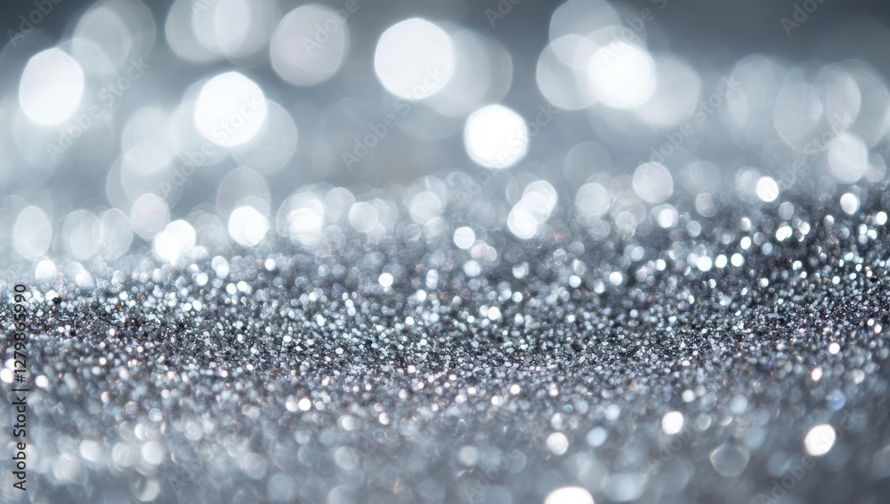 Shimmering Silver Glitter Background with a Soft Bokeh Effect Ideal for Celebrations, Events, and Creative Projects