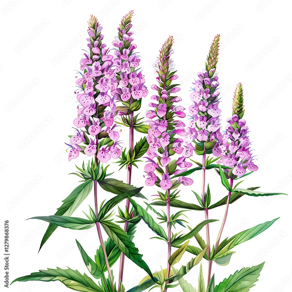 Watercolor Pink Veronica Isolated on White Background. Beautiful Veronica Flower Watercolor Pink Veronica Isolated on White Background. Beautiful Veronica Flower