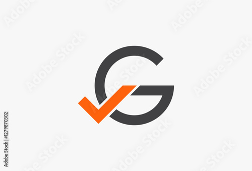 Letter G Check Mark Logo. Minimal Logotype Concept. Simple Initial G for Business brand, Company, Corporate Related with Choice, accept, choose, Correct, Agree, Tick, Vote, Right, approve, confirm.