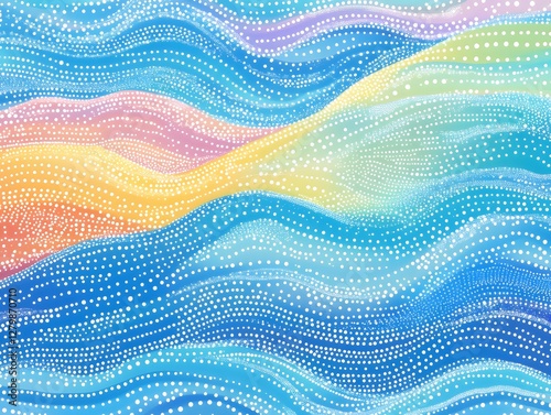 Pointillism, wave, wave painting, wave illustration, wave background, blue wave, pointillism wave, wave background art, generative AI