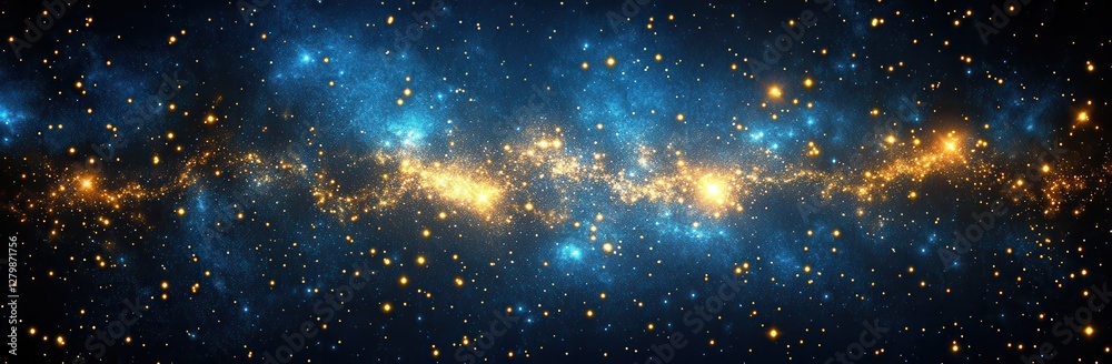 Fototapeta premium Stunning Cosmic Scene with Bright Stars and Nebulae Against Deep Blue Space in High Resolution for Science and Astronomy Projects