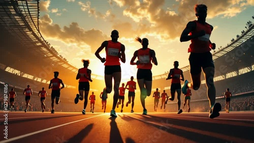 Sunset Sprint: Athletes Racing Towards Victory