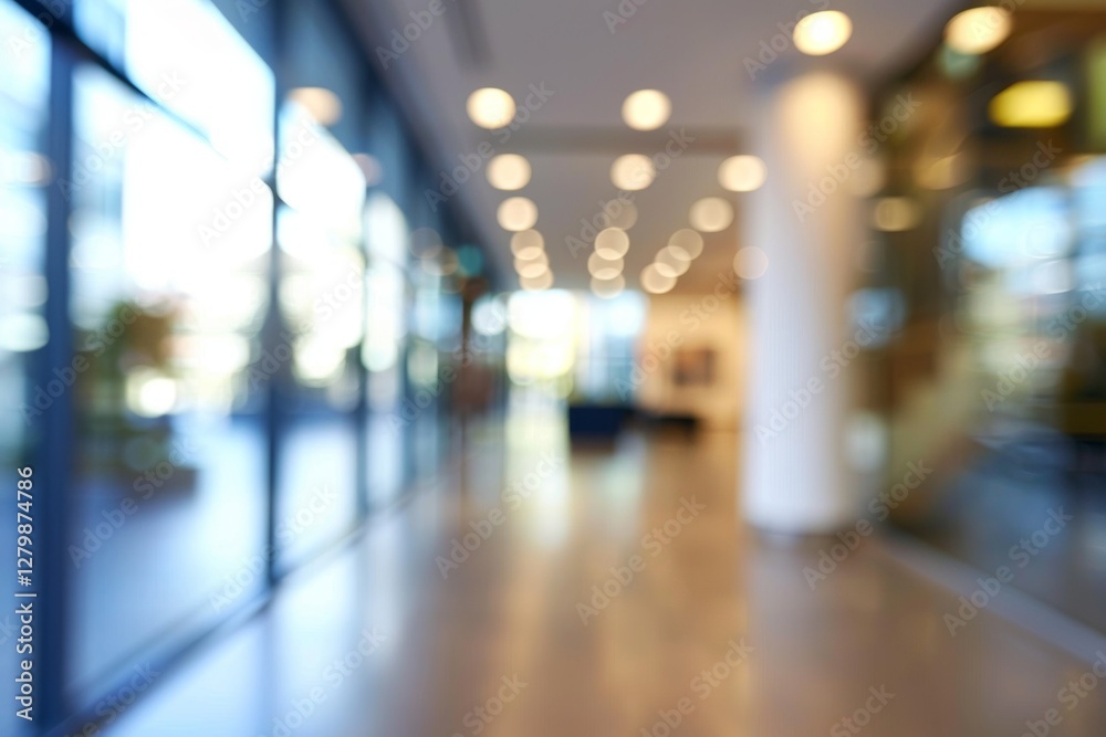Fototapeta premium Modern Office Building Interior: Blurred Background