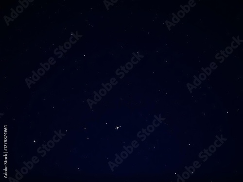 Minimal starry night sky background with a few twinkling stars against a dark blue space backdrop, few, minimal, vector