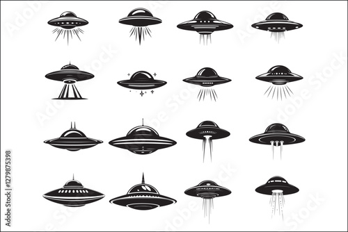 Minimalist Spacecraft: Black and White Line Art Illustration.