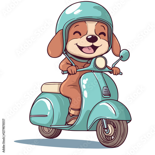 Happy Dog Riding a Scooter