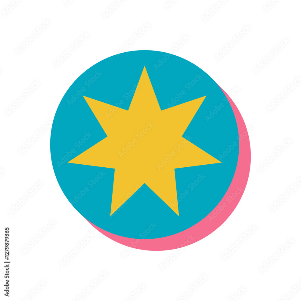 Bold abstract star icon. Geometric shape element with flat design. Contemporary brutalism style, minimal form with shadow, ideal for modern decoration and artistic projects. Bold abstract star icon. Geometric shape element with flat design. Contemporary brutalism style, minimal form with shadow, ideal for modern decoration and artistic projects.