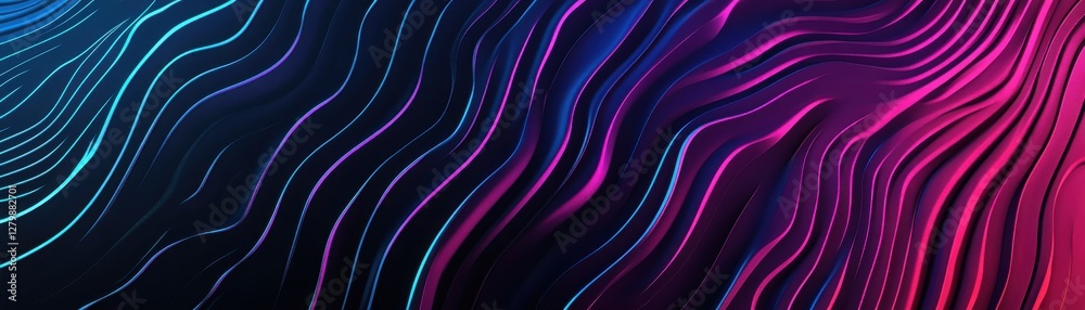 Obraz premium A dynamic abstract background featuring flowing lines in vibrant pink and blue hues against a dark backdrop.