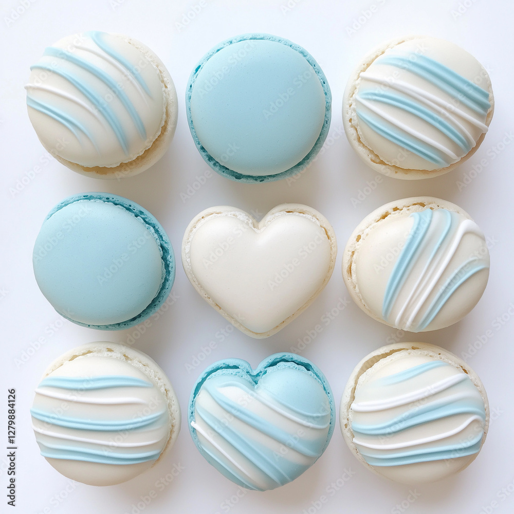 Obraz premium ブルー, ホワイトデー, マカロン, デザート, 食べ物, 甘い, ケーキ, フランス, クッキー, カラフル, スポンジケーキ, 軽食, ピンク, おいしい, 孤立した, 白, ペイストリー, チョコ, クッキー, 色, 黄色, fra, 緑, 伝統の