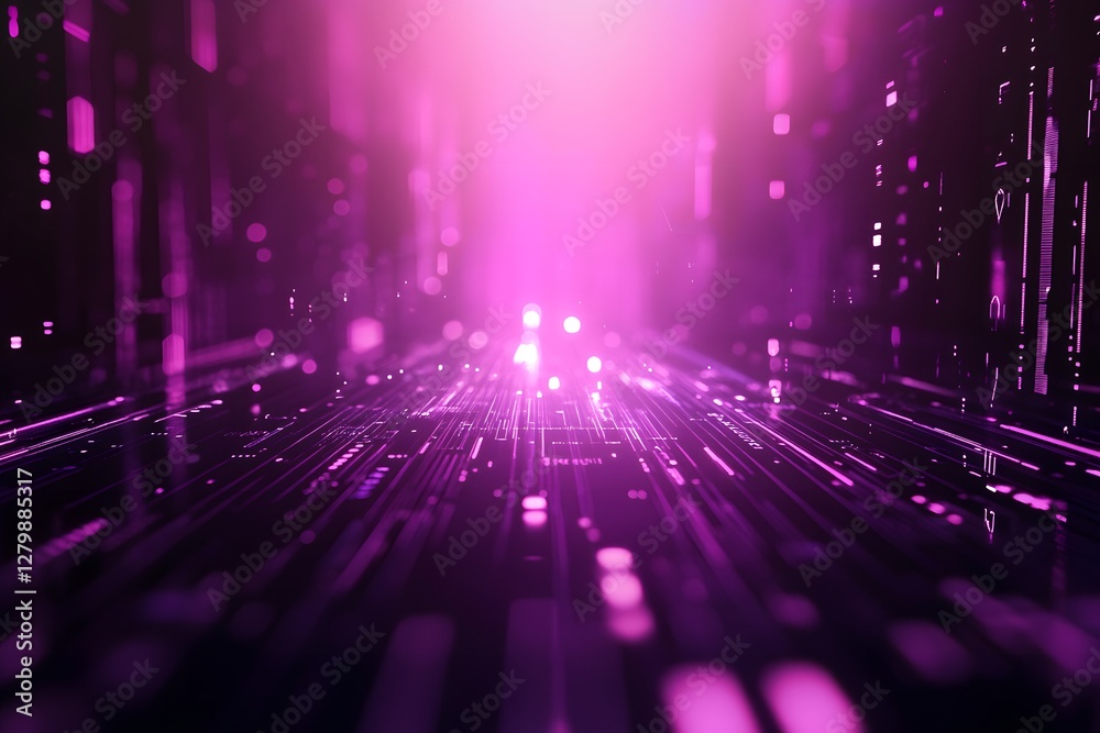 Obraz premium Abstract Purple Digital Highway