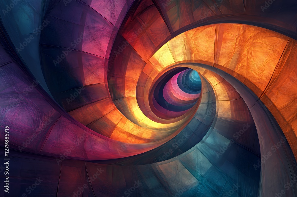 Fototapeta premium Abstract Spiral Artwork Featuring Warm And Cool Colors