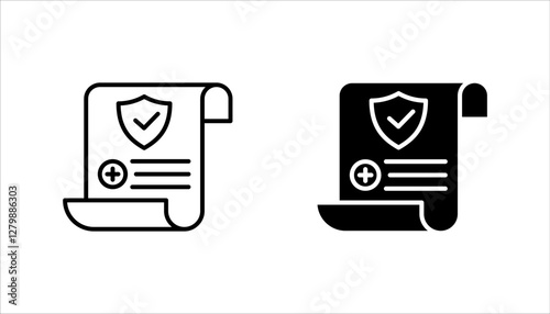 Insurance policy icon set. contract sign. Insurance policy symbol color editable. on a white background.