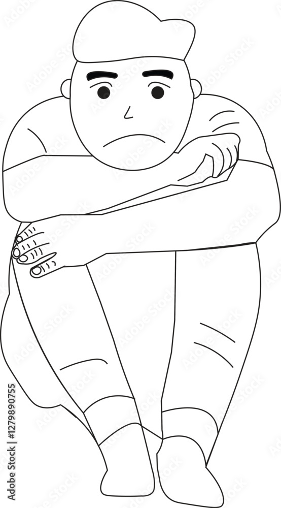 Fototapeta premium The Illustration of Cartoon Character that is having depress time
