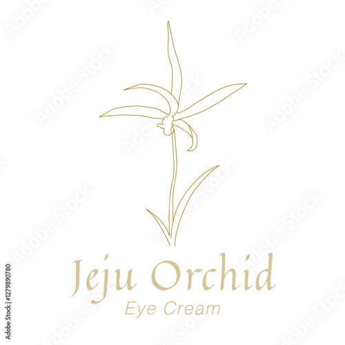 Korean Jeju Orchid Skincare Logo Hand Drawn Botanical Design for Natural Beauty Branding