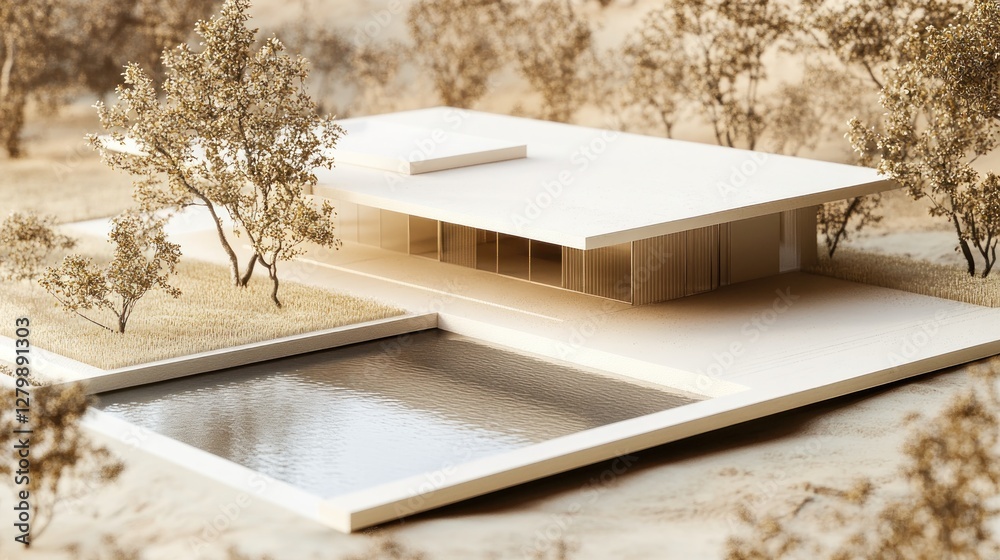 Minimalist Desert Pavilion Architectural Model Minimalist Desert Pavilion Architectural Model
