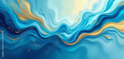 Abstract Blue and Gold Swirls