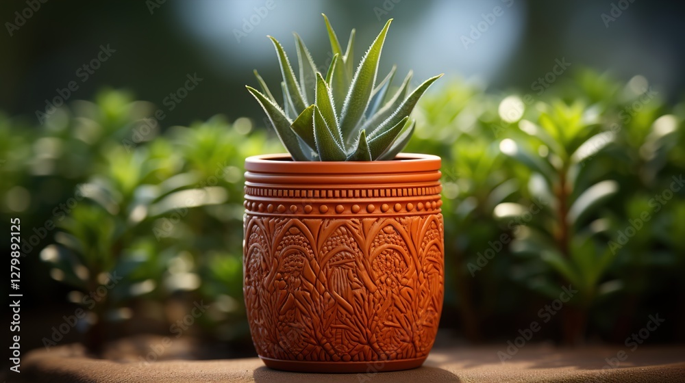 Fototapeta premium Empty Terracotta Pot: Rustic Charm red 