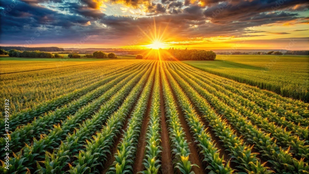 Aerial views reveal vast, verdant cornfields stretching across the rural landscape; breathtaking agricultural drone imagery. Aerial views reveal vast, verdant cornfields stretching across the rural landscape; breathtaking agricultural drone imagery.