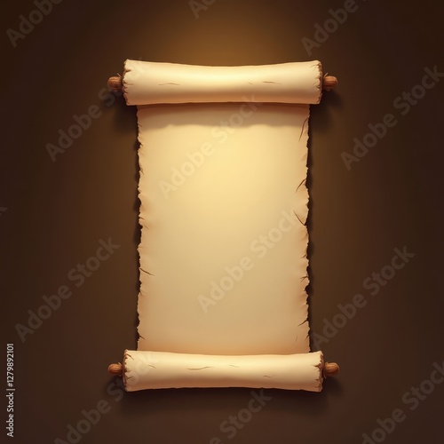 Aged papyrus scroll against a dark brown background