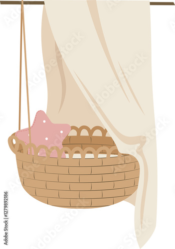 Hanging Wicker Cradle Basket For Newborn