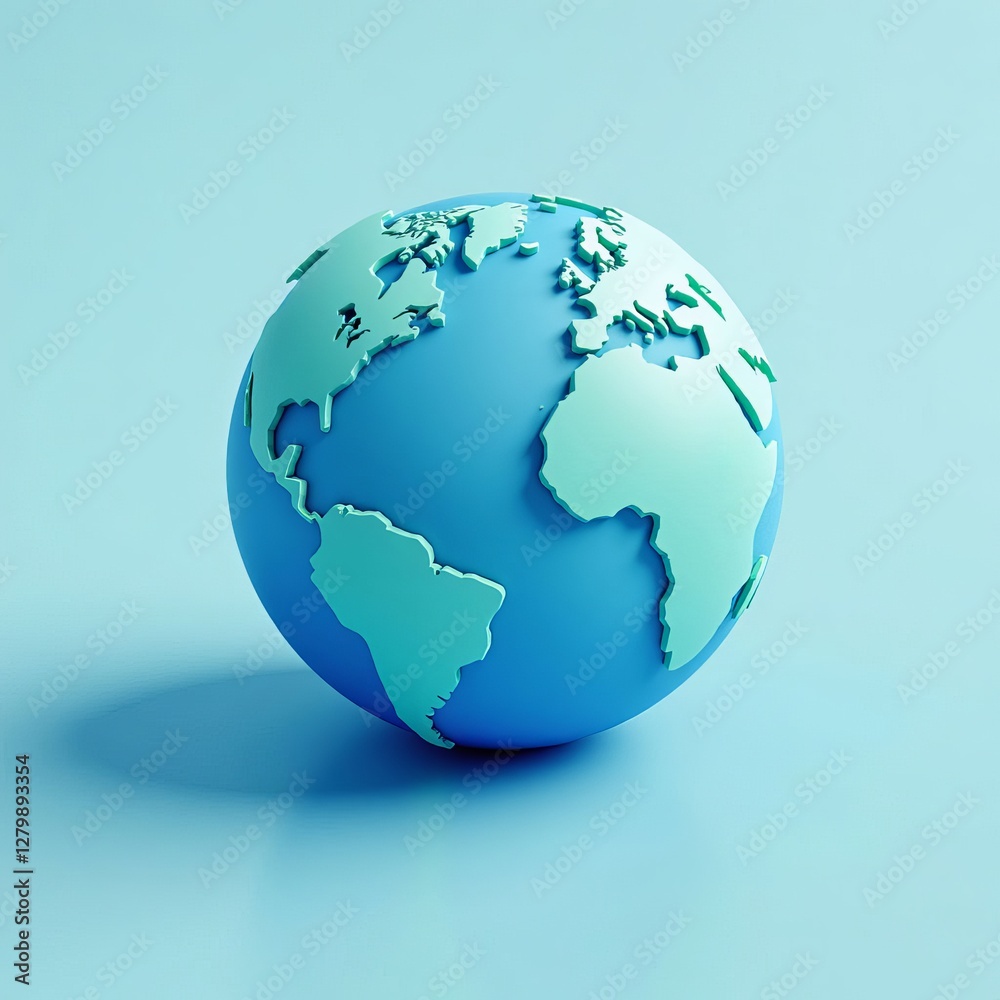 Blue Earth Globe Displaying Continents Blue Earth Globe Displaying Continents