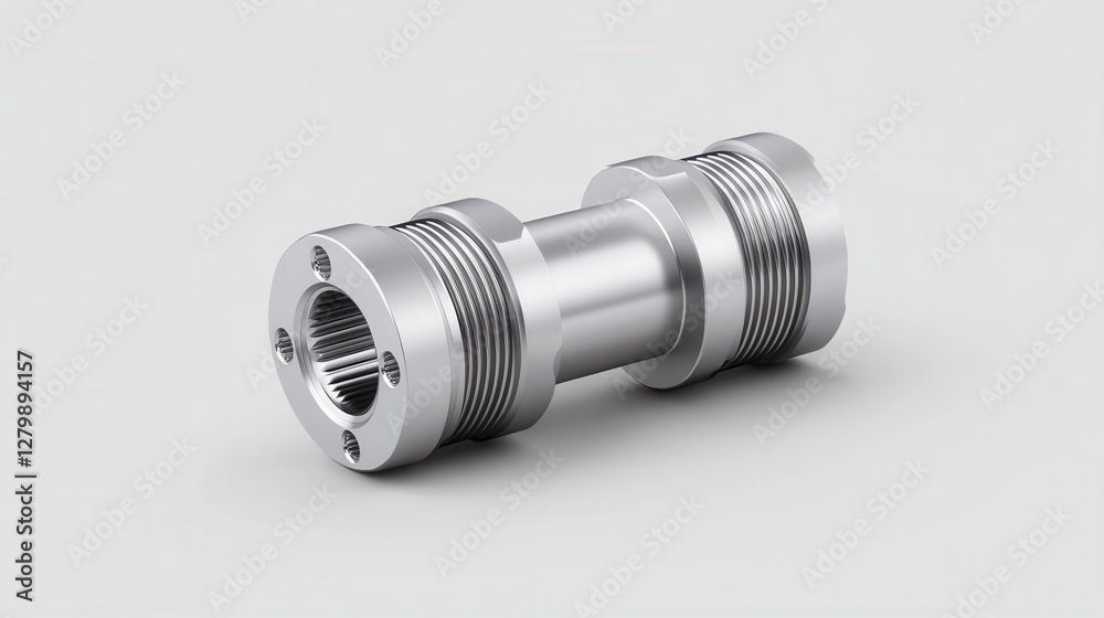 Sleek Metal Connector with Detailed Threading for Industrial Applications and Engineering Projects Sleek Metal Connector with Detailed Threading for Industrial Applications and Engineering Projects