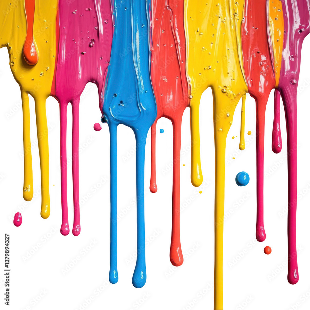 Naklejka premium Vibrant Splash of Colorful Paint Dripping on Black Background